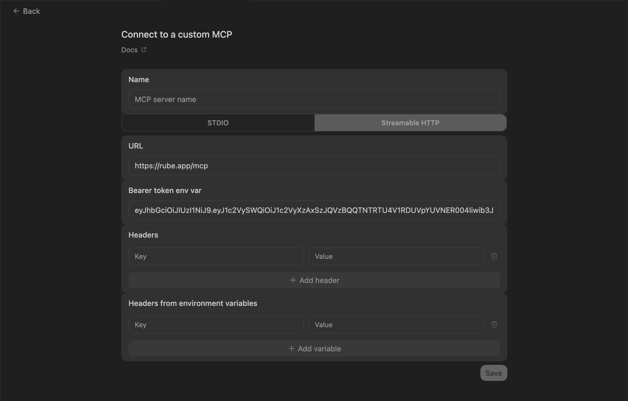 Codex App MCP Settings