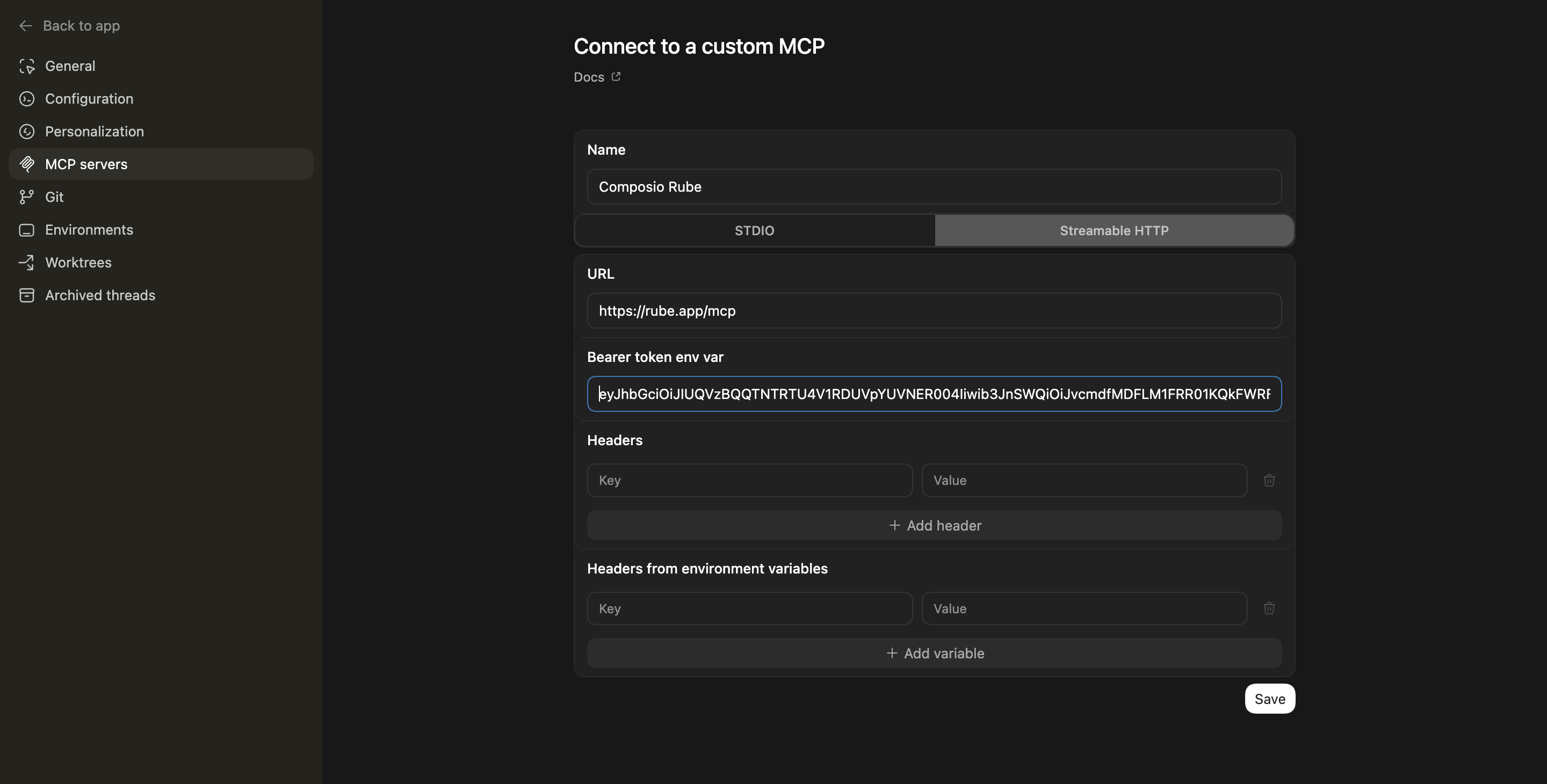 VS Code MCP Settings