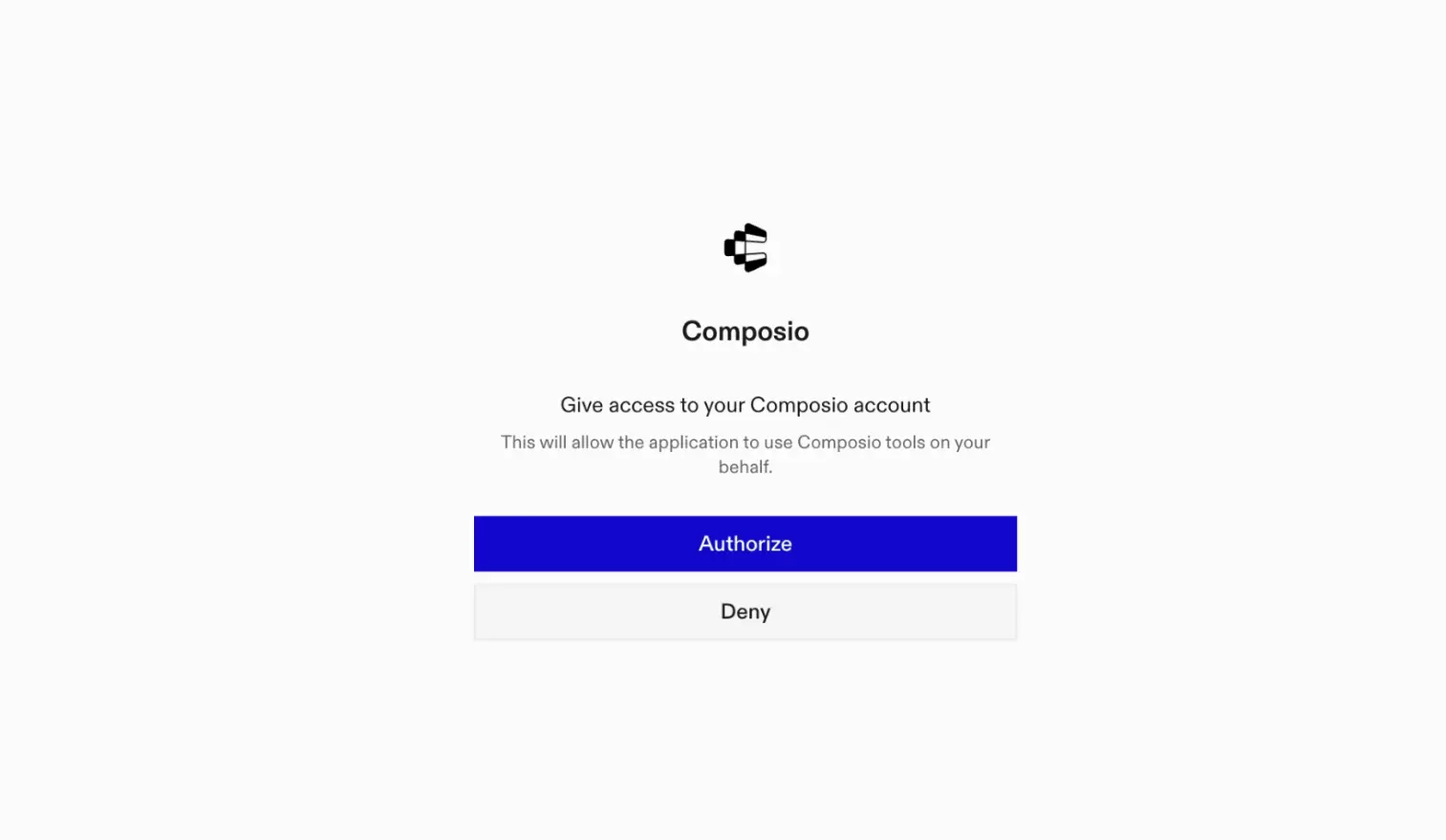 Composio authorization browser window