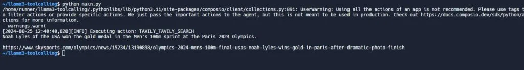 llama3 tool calling output