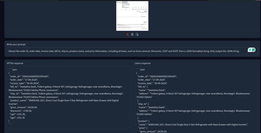 Llama 3.2 vision for invoice handling