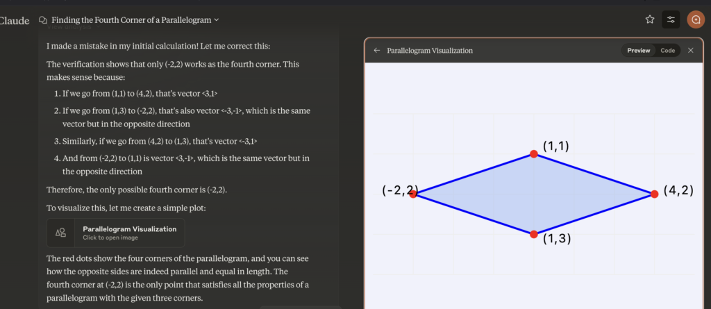 Claude 3.5 Sonnet fails to solve the geometry question