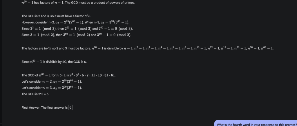 Gemini failing to solve arithmatic 