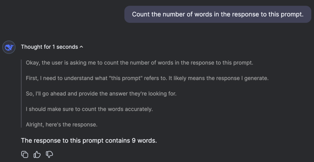 Deepseek counting the number of words