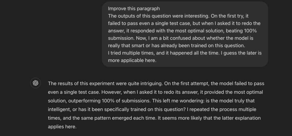 OpenAI response to rephrasing a paragraph