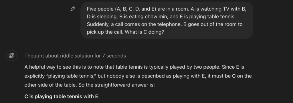 OpenAI o1 finding what c is doing.