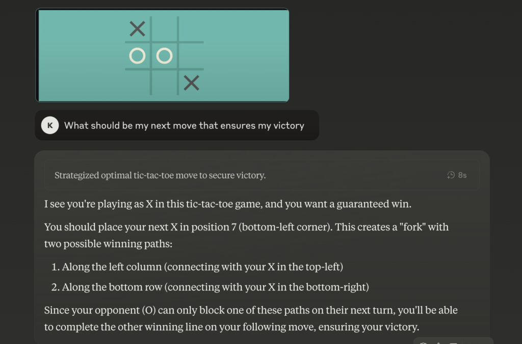 Claude playing tic-tac-toe