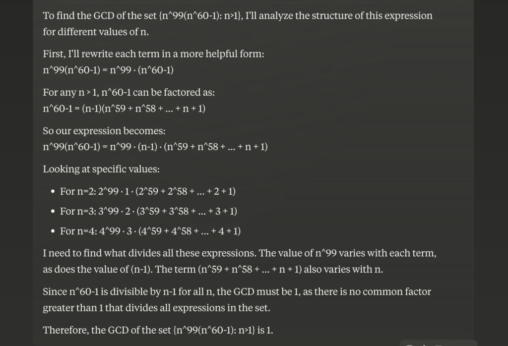 Claude 3.7 Sonnet solving complex math